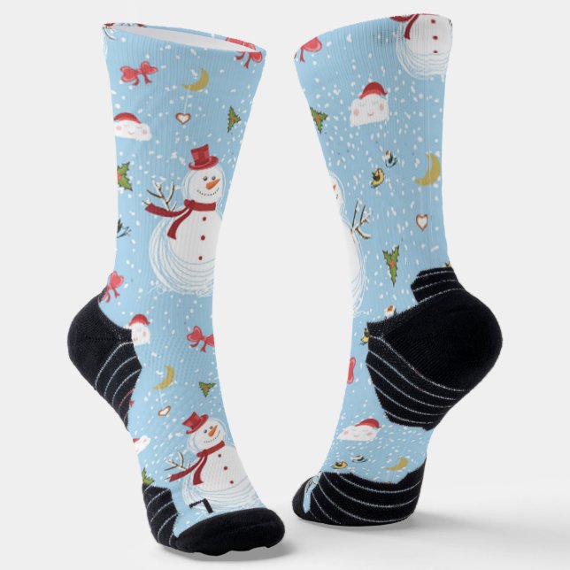 Christmas Elements Snowman Socks (Angled)
