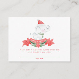 Christmas Elephant   Baby Shower Diaper Raffle  Enclosure Card