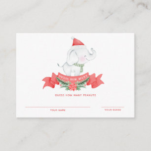 Christmas Elephant Baby Shower Guessing Game Enclosure Card