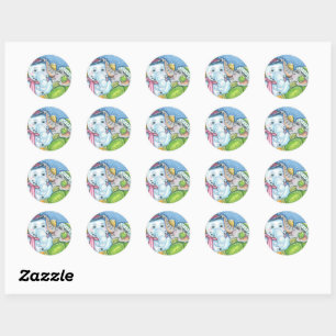 CHRISTMAS ELEPHANT BUILDING CUTE PACHYDERM SNOWMAN CLASSIC ROUND STICKER