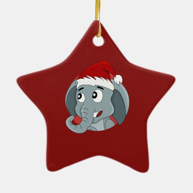 Christmas elephant cartoon ceramic ornament (Back)