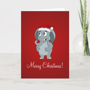 Christmas elephant cartoon holiday card