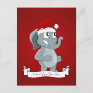 Christmas elephant cartoon holiday postcard