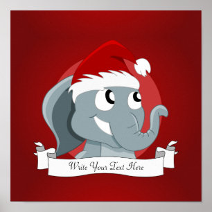 Christmas elephant cartoon poster