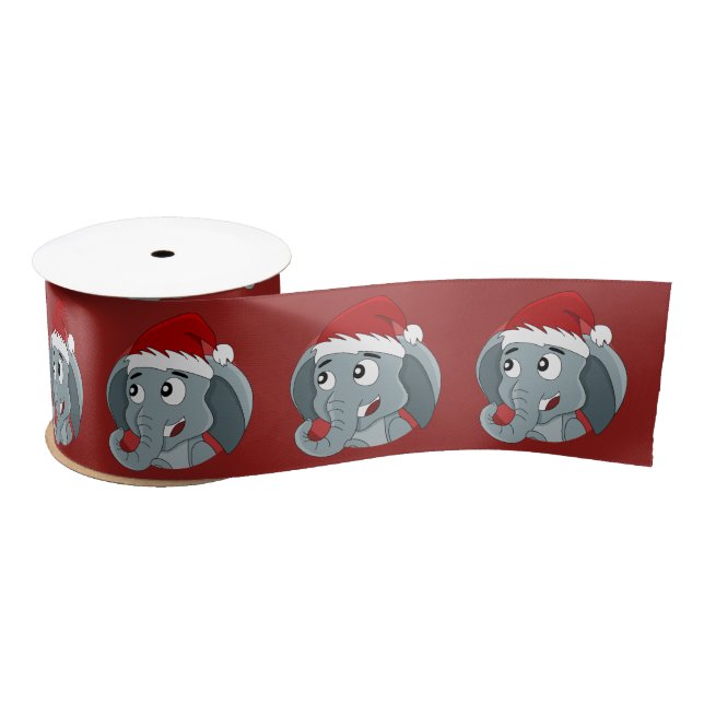 Christmas elephant cartoon  satin ribbon (Spool)