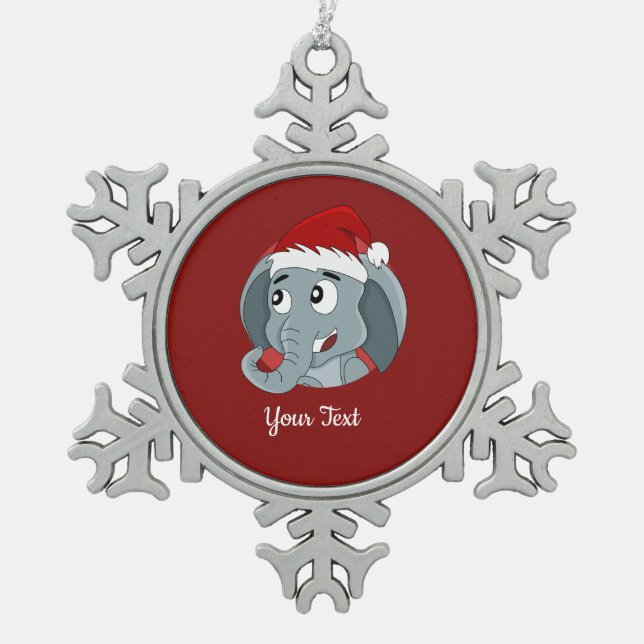 Christmas elephant cartoon snowflake pewter christ snowflake pewter christmas ornament (Front)
