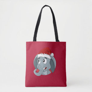 Christmas elephant cartoon Tote Bag