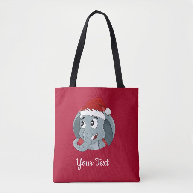 Christmas elephant cartoon Tote Bag (Front)