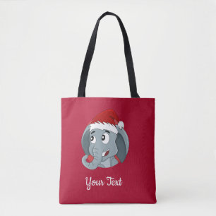 Christmas elephant cartoon Tote Bag