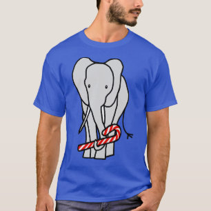 Christmas Elephant holding Candy Cane T-Shirt