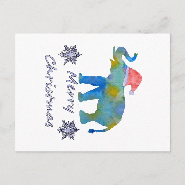 Christmas Elephant Holiday Postcard (Front)