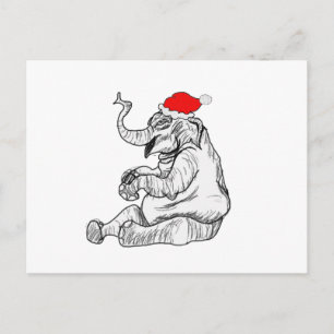 Christmas Elephant Holiday Postcard