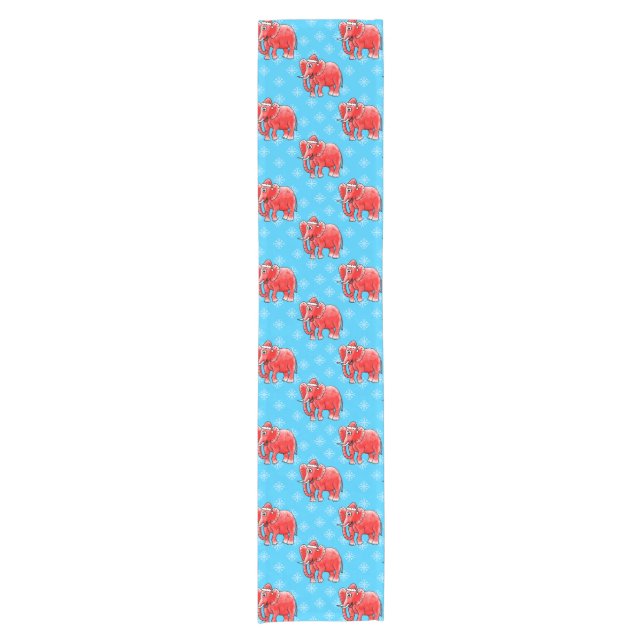 Christmas Elephant Pattern Wildlife Nature Short Table Runner (Front)