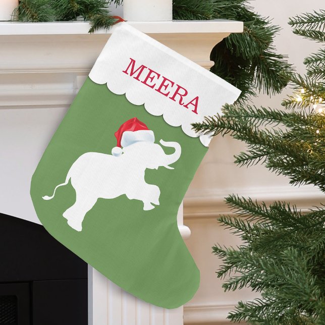 Christmas Elephant Personalised Large Christmas Stocking (Christmas Elephant Personalized Large Christmas Stocking)