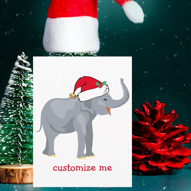 Christmas Elephant Santa Cute Holiday Postcard (Creator Uploaded)