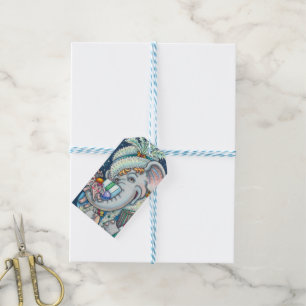 CHRISTMAS ELEPHANT, TRUNKFUL OF GIFTS & GOOD CHEER GIFT TAGS
