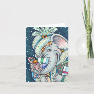 CHRISTMAS ELEPHANT, TRUNKFUL OF GIFTS & GOOD CHEER HOLIDAY CARD