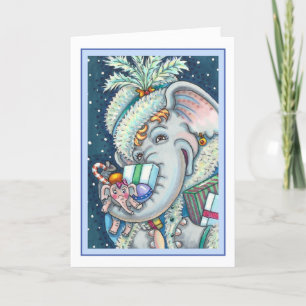 CHRISTMAS ELEPHANT, TRUNKFUL OF GIFTS & GOOD CHEER HOLIDAY CARD