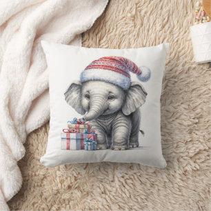 Christmas Elephant With Gifts Cushion