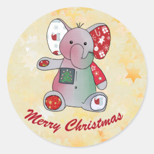 Christmas elephant with gold classic round sticker