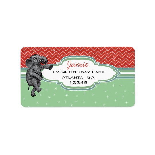 Christmas Elephant Zig Zag Pattern Return Address Address Label