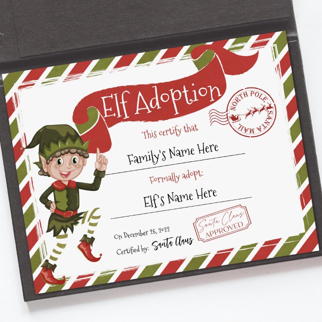 Christmas Elf Adoption Certificate (Elf Adoption Certificate)