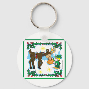 Christmas Elf and Reindeer Key Ring