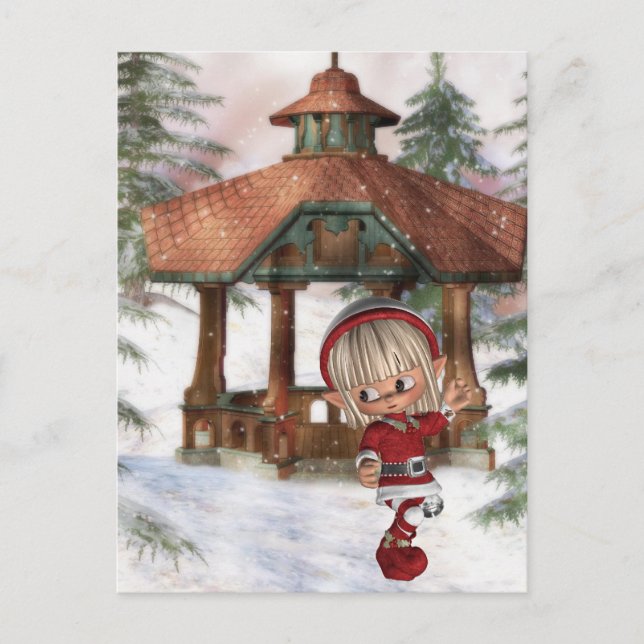 Christmas Elf at North Pole  Postcard (Front)