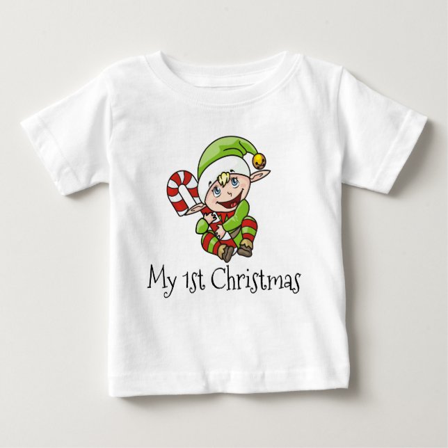 Christmas Elf Baby's My First Christmas Baby T-Shirt (Front)