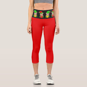 Christmas elf black and red capri leggings