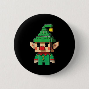 Christmas Elf Block Building Builder Brick Master 6 Cm Round Badge