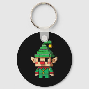 Christmas Elf Block Building Builder Brick Master  Key Ring