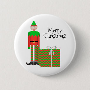 Christmas Elf Button - Chevron Gift Package
