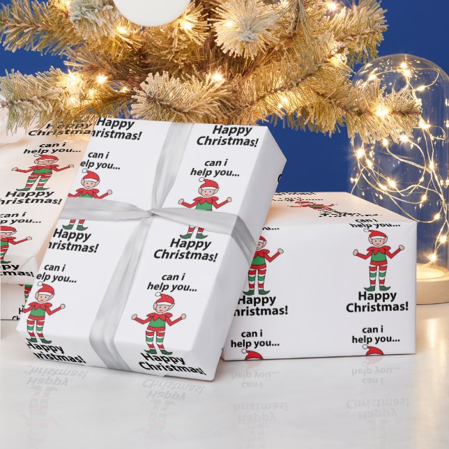 Christmas Elf Can I Help You Happy Christmas Elf Wrapping Paper (Holidays)