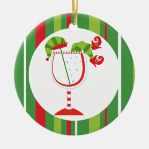 Christmas Elf Cocktail Merry Christmas Ceramic Tree Decoration