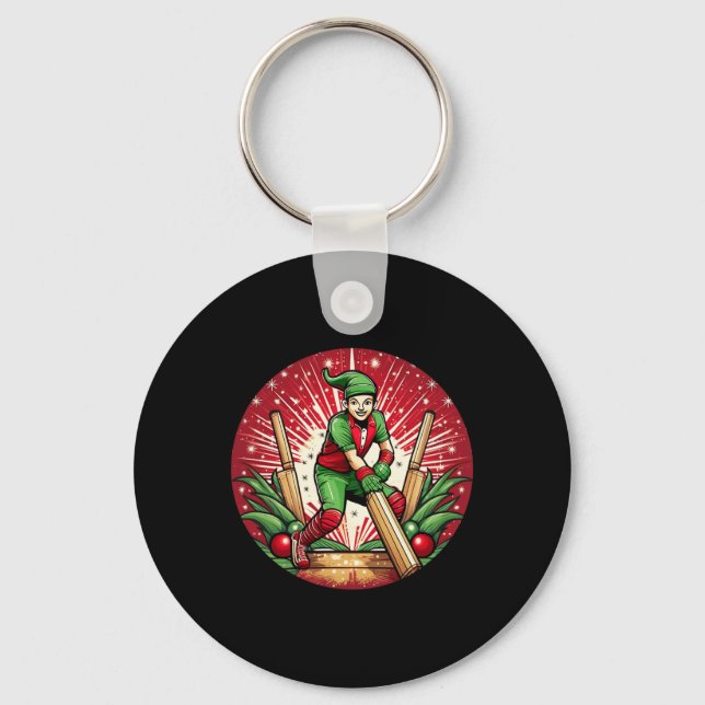 Christmas Elf Cricket  Key Ring (Front)