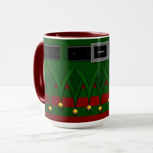 Christmas Elf Cups Cute Holiday Elf Mugs (Front Left)