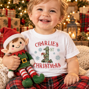 Christmas Elf Custom Baby's First Christmas Baby T-Shirt