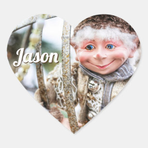 Christmas Elf Custom Name Holidays Heart Sticker