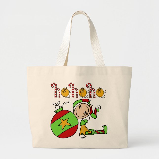 Christmas Elf Cute Festive Large Tote Bag (Front)