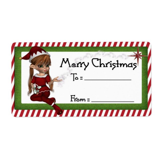 Christmas Elf D2 :: Fantasy Christmas Gift Label (Front)