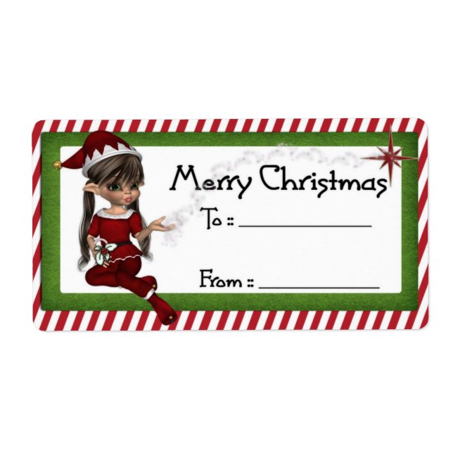 Christmas Elf D3 :: Fantasy Christmas Gift Label (Front)