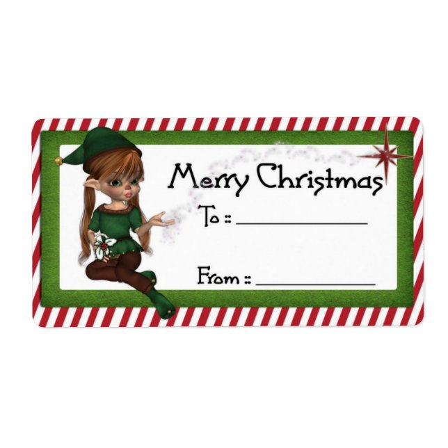 Christmas Elf D5 :: Fantasy Christmas Gift Label (Front)