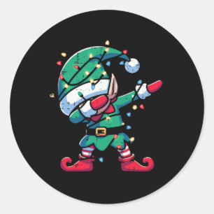 Christmas Elf Dab Cute Xmas Boys Girls Kids Toddle Classic Round Sticker