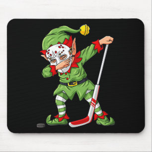 Christmas Elf Dabbing Ice Hockey Player Boys Kids Mouse Pad