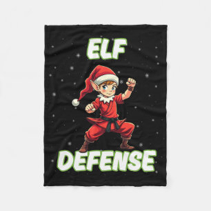 Christmas Elf Defence Funny Martial Arts Karate Ki Fleece Blanket