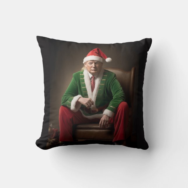 Christmas Elf Donald Trump Cushion (Front)
