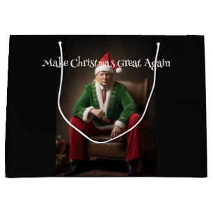 Christmas Elf Donald Trump Large Gift Bag