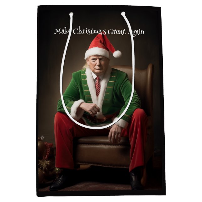 Christmas Elf Donald Trump Medium Gift Bag (Front)