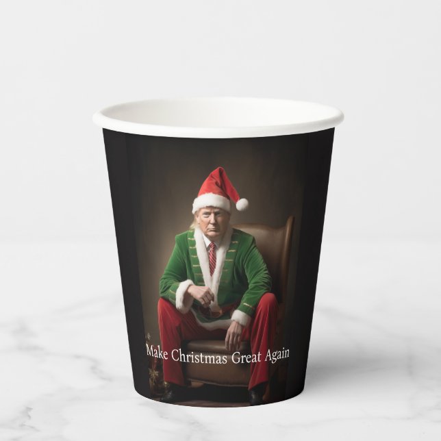 Christmas Elf Donald Trump Paper Cups (Front)
